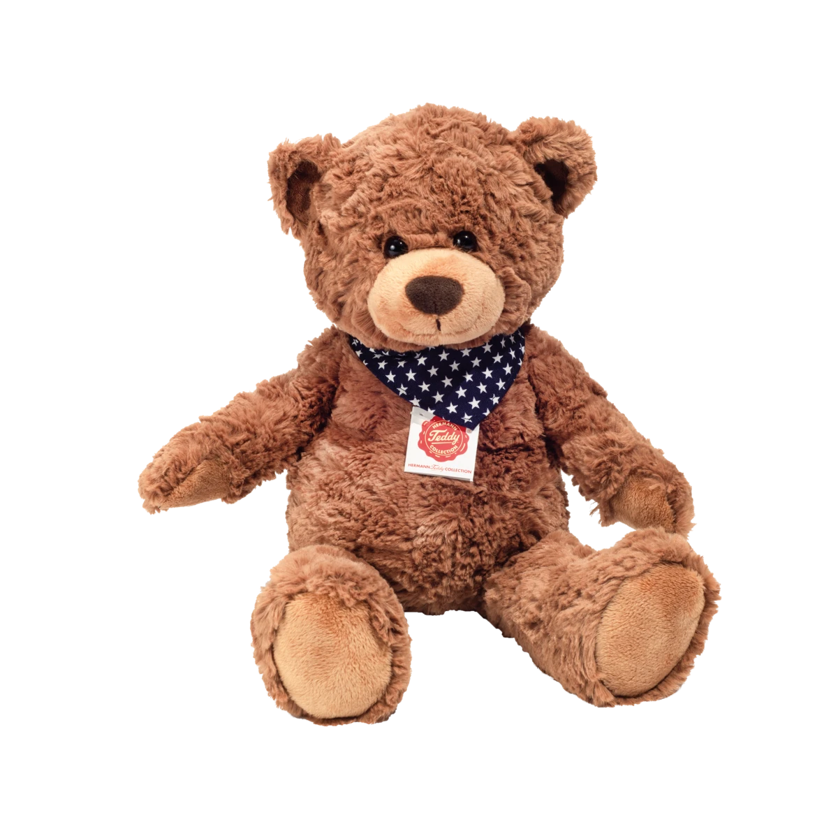TEDDY HERMANN Maskotka miś pluszowy 38 cm z bandaną w gwiazdki brązowy