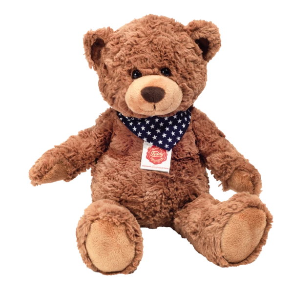 TEDDY HERMANN Maskotka miś pluszowy 38 cm z bandaną w gwiazdki brązowy