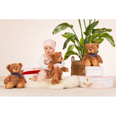 TEDDY HERMANN Maskotka miś pluszowy 38 cm z bandaną w gwiazdki brązowy