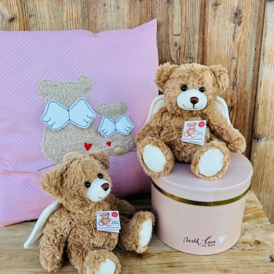 TEDDY HERMANN Maskotka miś pluszowy Anioł Stróż 20 cm z anielskimi skrzydłami