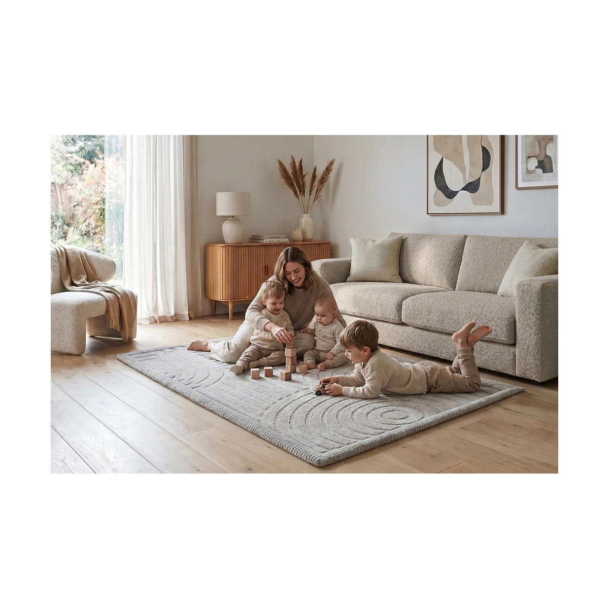 HAKUNA MATTE Mata piankowa dla dzieci Szary dywan do pokoju dziecięcego Łuki 3D Cloud Play Mat 200 x 150 cm