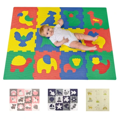 HAKUNA MATTE Puzzle na podłogę dla dzieci Mata piankowa ze zwierzątkami Safari Animals 120x90 cm