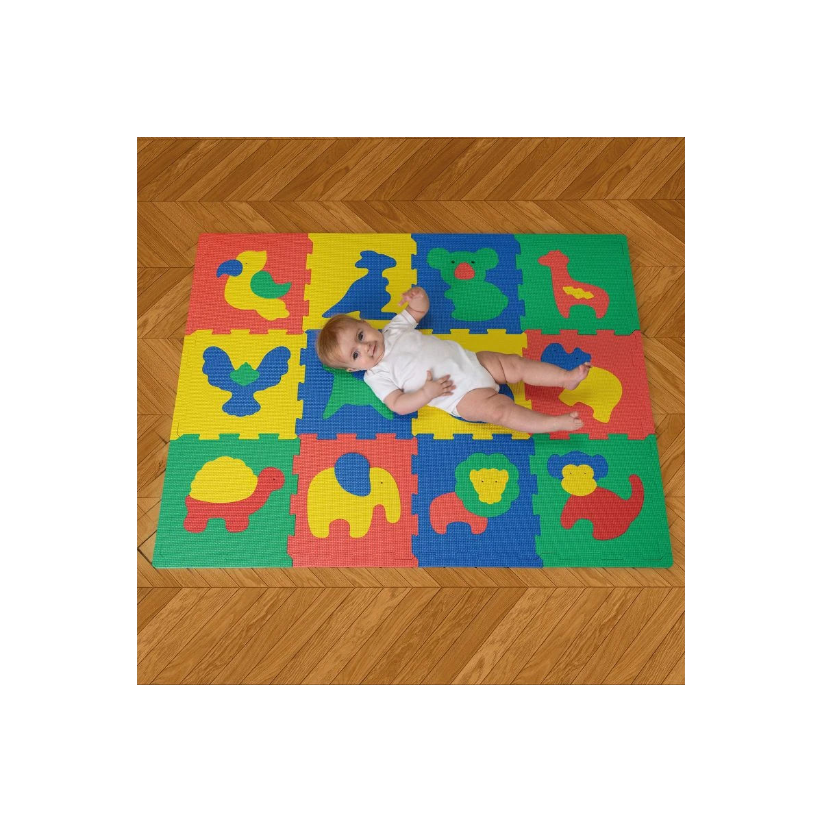 HAKUNA MATTE Puzzle na podłogę dla dzieci Mata piankowa ze zwierzątkami Safari Animals 120x90 cm