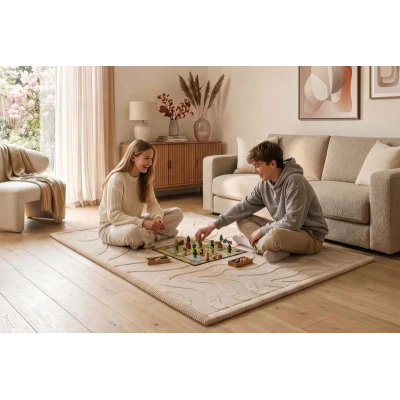 HAKUNA MATTE Mata piankowa dla dzieci Beżowy dywan do pokoju dziecięcego Fale 3D CloudRise Play Mat 200 x 150 cm