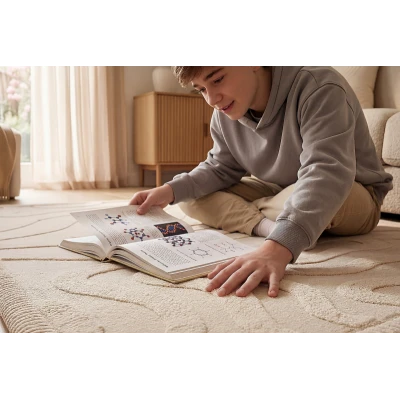 HAKUNA MATTE Mata piankowa dla dzieci Beżowy dywan do pokoju dziecięcego Fale 3D CloudRise Play Mat 200 x 150 cm