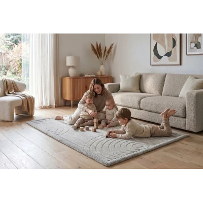 HAKUNA MATTE Mata piankowa dla dzieci Szary dywan do pokoju dziecięcego Łuki 3D Cloud Play Mat 280 x 200 cm