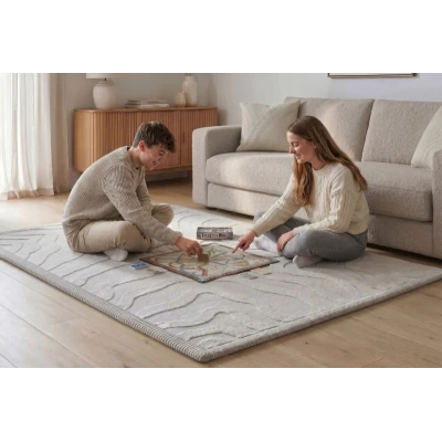 HAKUNA MATTE Mata piankowa dla dzieci Szary dywan do pokoju dziecięcego Fale 3D CloudRise Play Mat 200 x 150 cm