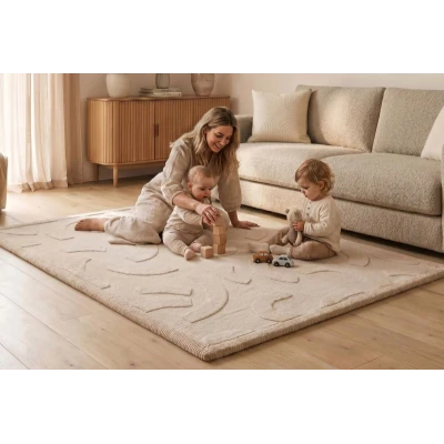 HAKUNA MATTE Mata piankowa dla dzieci Beżowy dywan do pokoju dziecięcego Łuki 3D CloudRise Play Mat 200 x 150 cm