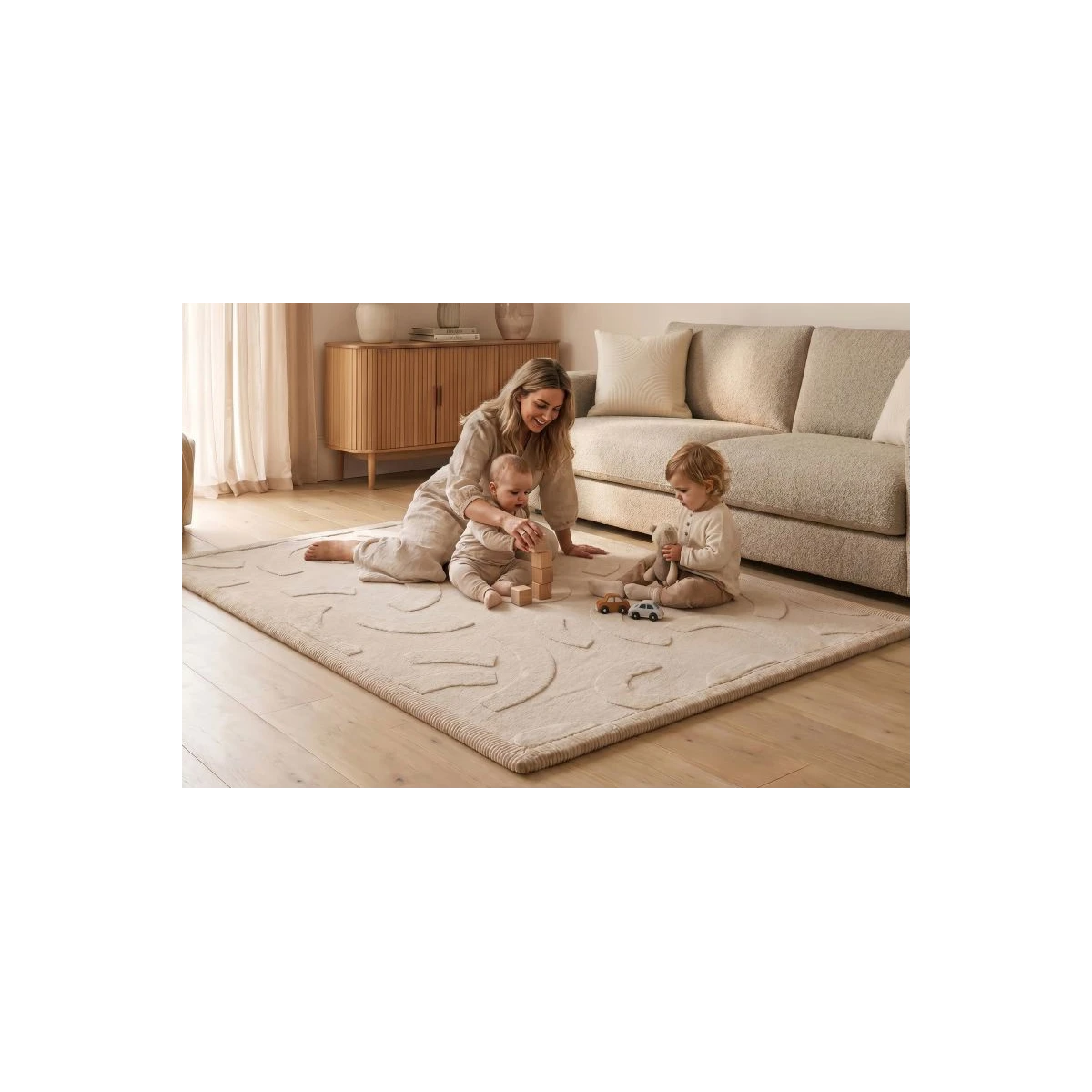 HAKUNA MATTE Mata piankowa dla dzieci Beżowy dywan do pokoju dziecięcego Łuki 3D CloudRise Play Mat 200 x 150 cm