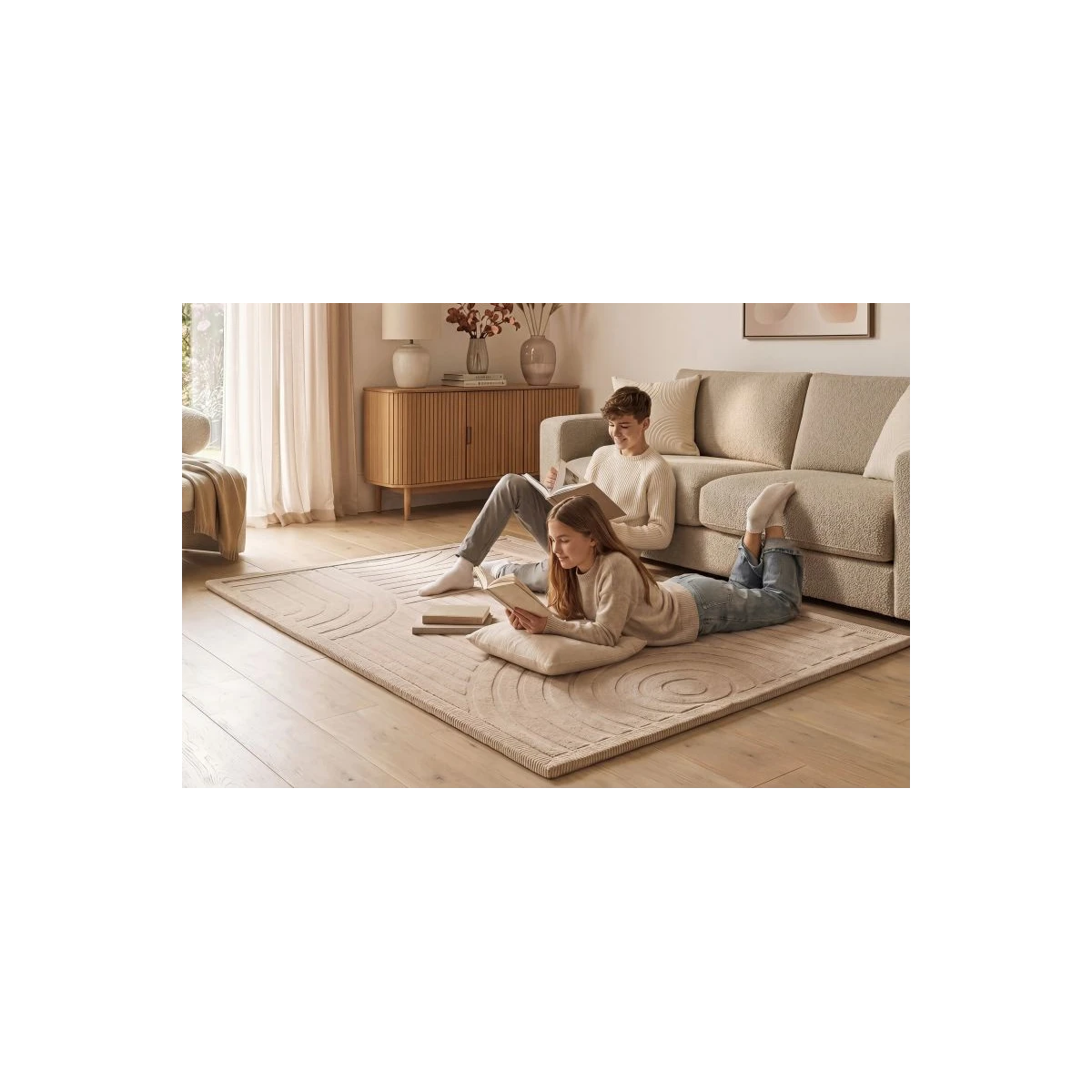 HAKUNA MATTE Mata piankowa dla dzieci Beżowy dywan do pokoju dziecięcego Łuki 3D Cloud Play Mat 200 x 150 cm