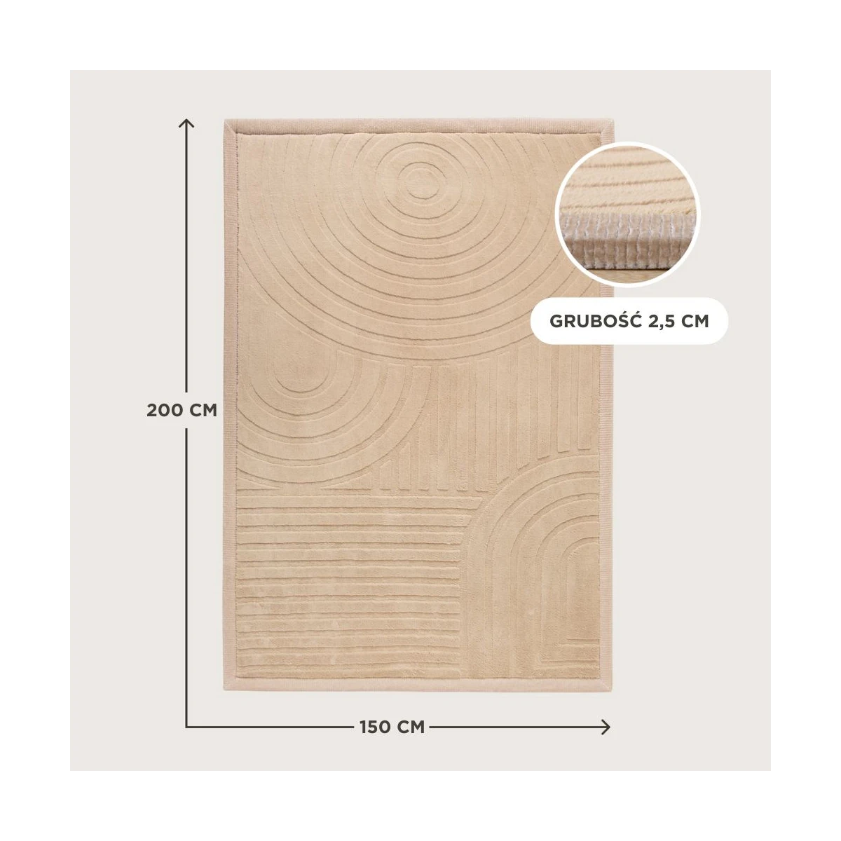 HAKUNA MATTE Mata piankowa dla dzieci Beżowy dywan do pokoju dziecięcego Łuki 3D Cloud Play Mat 200 x 150 cm
