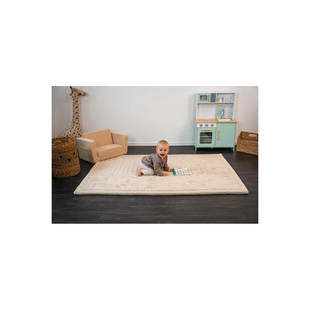 HAKUNA MATTE Mata piankowa dla dzieci Beżowy dywan do pokoju dziecięcego Łuki 3D Cloud Play Mat 200 x 150 cm