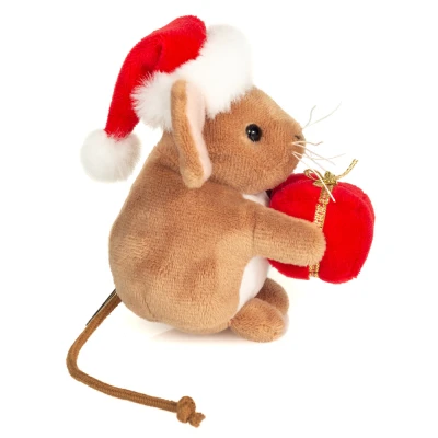TEDDY HERMANN Świąteczna maskotka Mysz z prezentem 11 cm