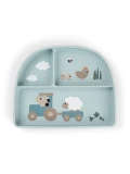 Done by Deer Talerzyk Dzielony z Przyssawką Tiny Farm Blue