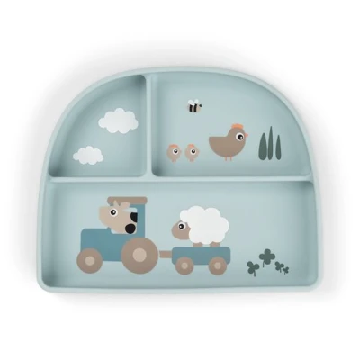 Done by Deer Talerzyk Dzielony z Przyssawką Tiny Farm Blue