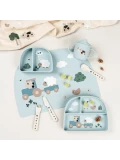 Done by Deer Talerzyk Dzielony z Przyssawką Tiny Farm Blue